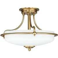 Licht-Erlebnisse Deckenleuchte ASPERO, ohne Leuchtmittel, Deckenlampe Glas Metall in Messing antik Creme 3x E27 Ø42cm Jugendstil