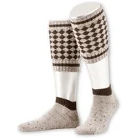 Lusana Trachtensocken Loferl - KARO - beige/braun