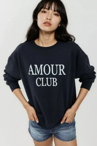Bedruckter Crew-Neck Relaxed Fit Erhöhtes Sweatshirt