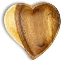 Levandeo® Dekoteller, Holzschale Akazie 15cm Herz Design Snackschale Schale Obstschale