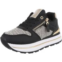 Ital-Design Stylischer Sneaker mit Reißverschluss für Damen Sneaker (91260960) Keilabsatz/Wedge Sneakers Low in Schwarz