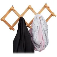 relaxdays Wandgarderobe Holz faltbar (10 St), natur