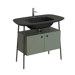 VitrA Plural Set 100 cm Waschtischunterbau mit 2 Türen und Möbelwaschtisch Schwarz Matt,80453 80453