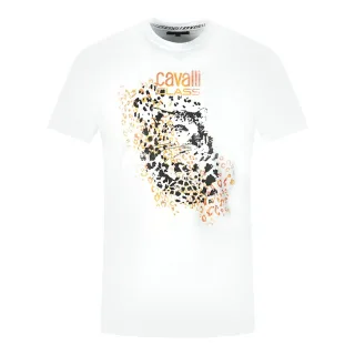 Cavalli Class Leopardenmuster Silhouette Weißes T-Shirt