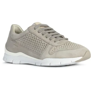 Geox D Sukie B Leder Damen Hellgrau Turnschuhe