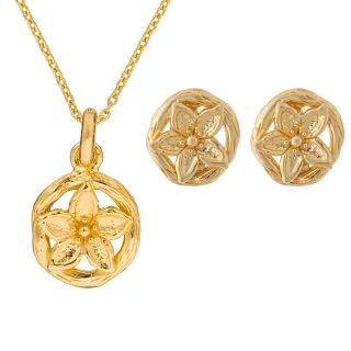Orphelia Damen 925 Sterling Silber Set: Kettenanhänger + Ohrringe - Gold SET-6029/1