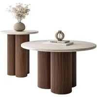 Lookway Couchtisch -Set CANYON 2in1 mit geriffeltem Sockel