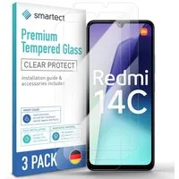 smartect Displayschutzglas Schutzglas Panzerfolie Klar für Xiaomi Redmi 14c / Poco C75, Set, 3 Stück, Schutzfolie Glasschutz Bildschirm