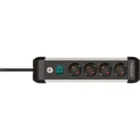 Brennenstuhl Premium-Alu-Line Steckdosenleiste 4-fach (Ein- / Ausschalter, Kabellänge 1,8 m), mit Schalter