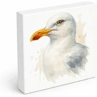 speecheese Holzbild Vogelparade Aquarell Möwe Holzbild in 15x15 cm zum Stellen oder, 15x15 cm