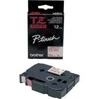 Schriftband TZ-232 12 mm, Rot auf Weiß