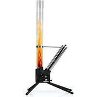 Home4Living Feuerstelle Feuersäule – Pellet Feuerstelle raucharm Glasrohr 126,5cm, raucharm
