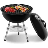 SunJas Holzkohlegrill Kugelgrill Campinggrill CA-20 mit Luftventilen Deckel und Rädern, Ø36,6cm Geeignet für 3-5 Personen, BBQ Grills XXL Standgrill Grillwagen Rundgrill kohlegrill