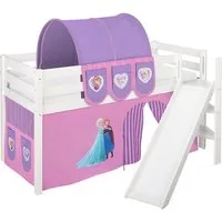 Lilokids Spielbett Hochbett JELLE mit schräger Rutsche & FROZEN Eiskönigin Anna & Elsa
