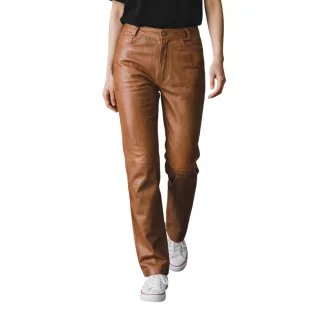 Damen Tan Lamb Leather 501 Biker Jeans – Sogndal