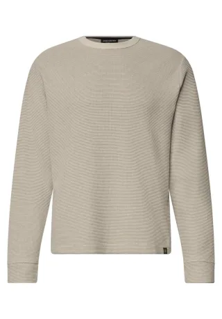 Street One - Langarmshirt in Waffeloptik beige - Gr. - L