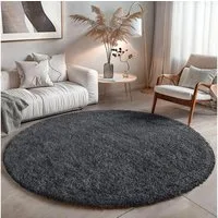OTTO home Hochflor-Teppich Banji, rund, Höhe: 37 mm, Uni Farben, weich und flauschig, auch als rechteckig erhältlich