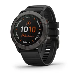 Garmin Fenix 6X Pro Solar [inkl. Silikonarmband grau/schwarz] 51mm Titangehäuse grau/schwarz