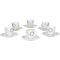 van Well Tasse 6er Set Espressotasse Palazzo 11cl mit Untertasse weiß Porzellan