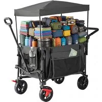 relaxdays Bollerwagen Faltbarer Bollerwagen mit Dach, grau