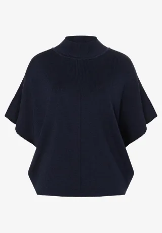 MORE & MORE - Cape-Pullover blau - Gr. - 38