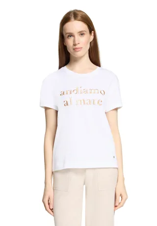 Betty & Co - Rundhals-Shirt Patch White/Beige - Gr. - XXL