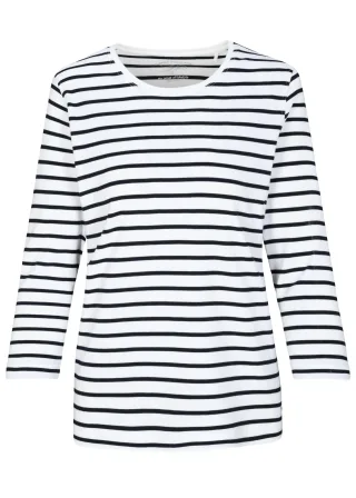 CLARINA - Ganzjahres NOS Rdh.-Shirt,3/4 100 weiss-marine - Gr. - 46