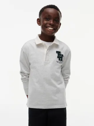 TH RUGBY POLO LS Light Grey Heather - Gr. - 10