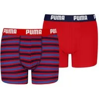 PUMA Boxershorts PUMA BOYS EVERYDAY STRIPED BOXERS (2er Pack) ohne Eingriff, mit elastischem Logobund