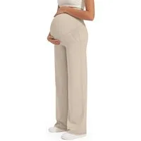 G4Free Umstandshose Damen Umstandshose Jogginghosen Slim Fit Yogahose Arbeitshosen Dehnbare Lounge-Hose mit weitem Bein und Taschen