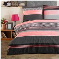 Buymax Bettwäsche Zigo, Renforcé, 3 teilig, Bettbezug-Set 200x200 cm 100% Baumwolle mit Reißverschluss, Streifen