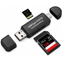 Forrlite SD Kartenleser 4-in-1 mit USB-C und USB-A, OTG Kartenleser für SD Speicherkarte (MicroSD, TF, SDHC, kompatibel mit Smartphone, Tablet, Laptop und PC)