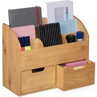 relaxdays Schreibtischaufsatz Schreibtisch Organizer mit Schubladen