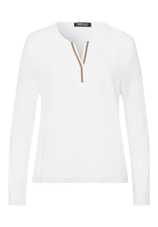 FRANK WALDER - Blusenshirt CARAMEL CHIC im Materialmix ecru/caramel - Gr. - 46