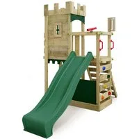 FATMOOSE Klettergerüst BoldBaron Boost – Ritterburg mit Wellenrutsche & Kletterwand, (Abenteuer-Spielturm - kreativer Outdoor-Spielspaß, mit Zinnendach, Sandkasten & Kletterleiter), langlebig & sicher - 10 Jahre Garantie*