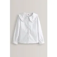 Next Langarmshirt Langärmelige Bluse aus Baumwollstretch mit Kragen (1-tlg)