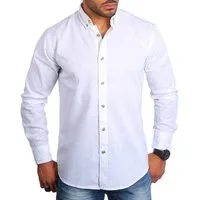 CARISMA Langarmhemd Herren Leinen Baumwoll Mix Casual Hemd 8529 Regular Button-Down-Kragen Langarm Uni