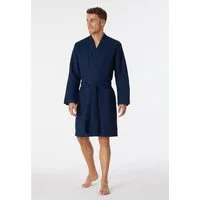 Schiesser Herrenbademantel Essentials, Kurzform, Baumwolle, Schalkragen, Gürtel, mit Bindekordel, Kimono-Schnitt