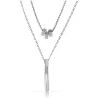 Made by Nami Edelstahlketten-Set Doppellagige Herren Halskette silber mit Stab-Anhänger und Charms, aus Edelstahl 316 – doppellagig – mit Stab-Anhänger – maskuliner Stil