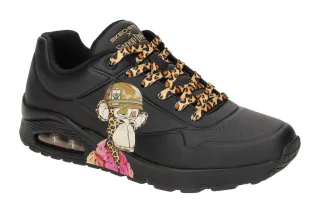 Skechers 251014/BBK UNO - DR.BOMBAY Herren Sneakers Schwarz mit Affen-Druck