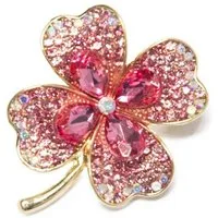MayTree Brosche Brosche Klee, rosa (Stück, 1-tlg), Metallbrosche mit Glassteinen und Strass in Form eines Klees