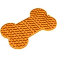 Beeztees Antischlingnapf Leckmatte Knochen aus Silikon orange