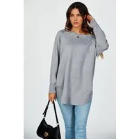 FS Collection Longpullover Damen Longpullover Oversize Strickpullover für Herbst/Winter, Onesize (Einheitsgröße: UK 8–16 / EU 36–44, 4 Farben : Schwarz, Creme,Hellgrau und Dunkelgrün) 50 % Polyacryl, 30 % Polyamid, 20 % Polyester