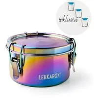 LEKKABOX Lunchbox Rainbow Clipsy Edelstahldose, 400ml - auslaufsichere Kinder Brotdose, Auslaufsicher – selbst bei saftigem Obstsalat & flüssigem Joghurt