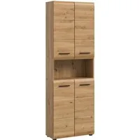 welltime Stauraumschrank FLORENZ, Höhe 185 cm, 4 oder 6 Türen, viel Stauraum (1-St., TOPSELLER) hochwertige MDF Front, Griff schwarz, Badschrank, Bad