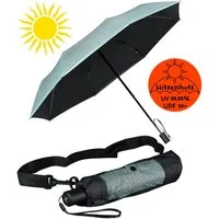 iX-brella Taschenregenschirm Sonnen-Regenschirm mit UPF 50+, UV-Hitze-Schutz, mit Umhängetasche, mit Handöffner, innen schwarz