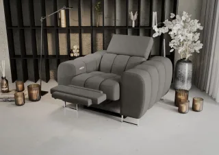Sessel mit Relaxfunktion BASTIEN RELAX in Stoff Moly Grau