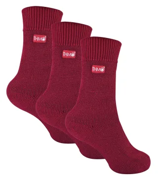3 Paar Multipack Kinder Thermosocken | THMO | Gerippte weiche Oberseite Fleece flauschige innere warme Socken für Jungen & Mädchen - Fuchsia