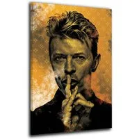Artedinoi Leinwandbild Bowie Yellow Edition Musik Leinwandbild Wandbild Kunst Deko XL, David Bowie in Gelb