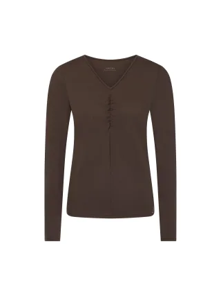 Marc Cain Collections - Raffiniertes Stretch-Longsleeve seal brown - Gr. - 38